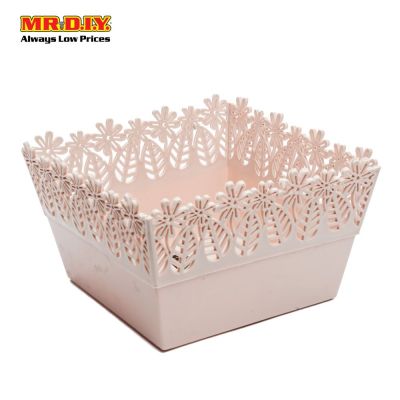 QI YUE Multipurpose Plastic Basket Floral Decor Organizer (18 x 17cm)