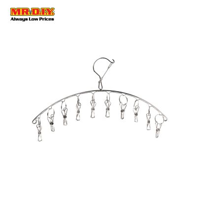 (MR.DIY) Curved 10 Clips Stainless Steel Drying Hanger (9cm)