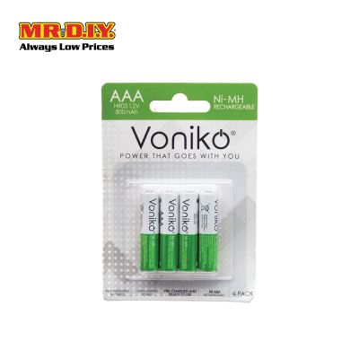 VONIKO Rechargeable Ni-MH Battery HR03 1.2V AAA 800mAh (4pcs)